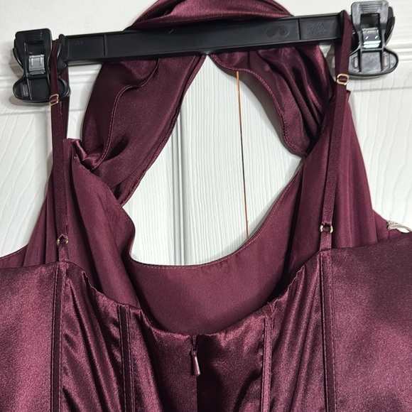 Galina Signature Burgundy Corseted Halter Gown  size 10 - Picture 12 of 12